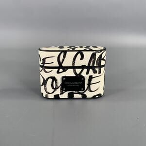 DOLCE & GABBANA White Black Leather AirPod Case